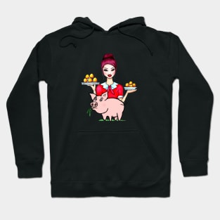 Funny Waitress Eggs and Pig Hoodie